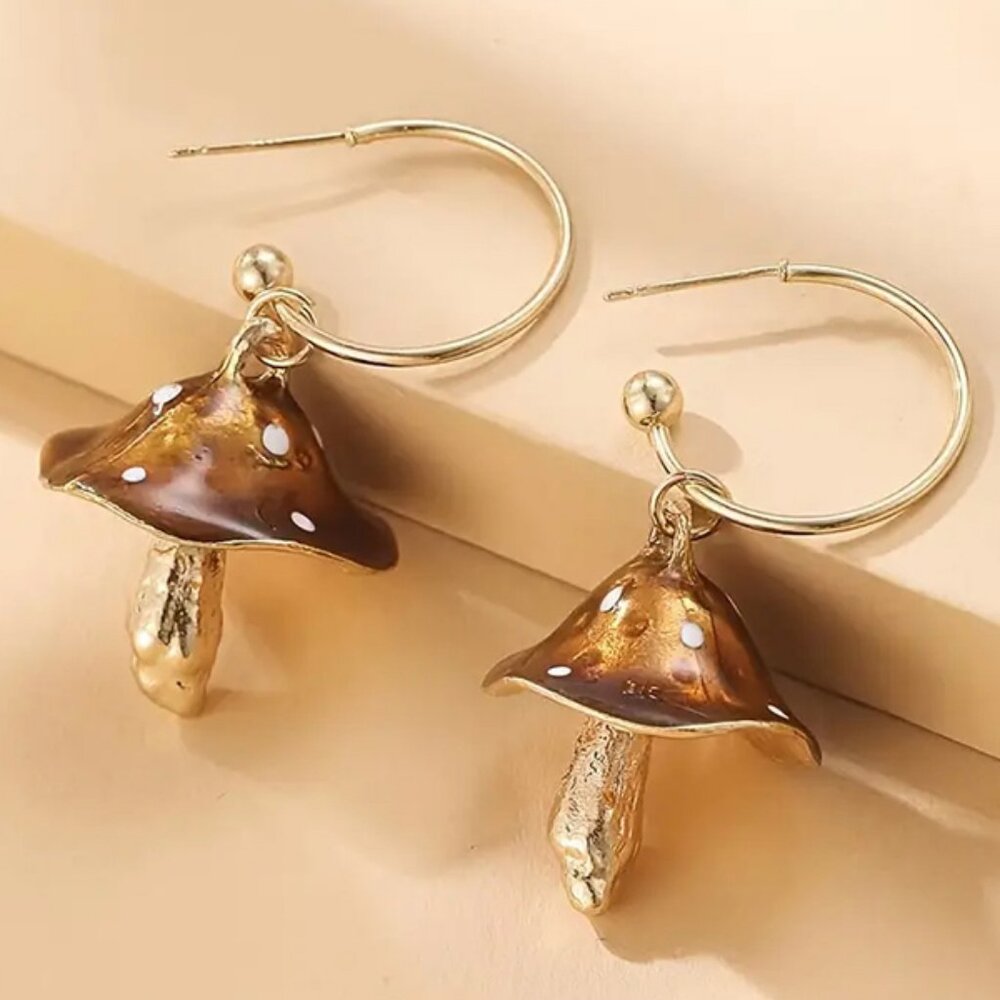 Magic Forest Mushroom Dangle Earrings NEW